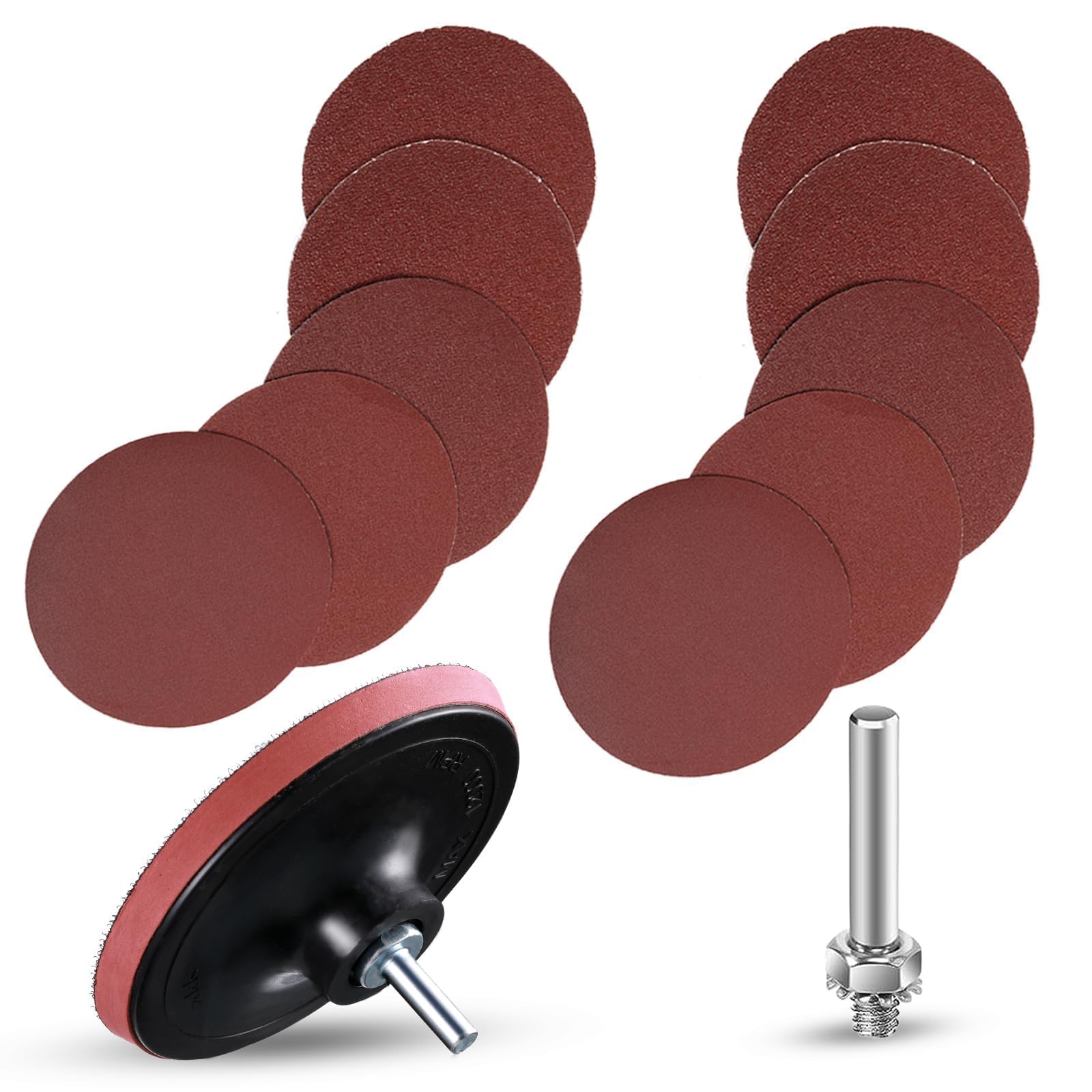 Qessuvnc 12pcs 125mm Sanding Discs Hook And Loop Sand Discs 125mm 60/80/120/240 Grit With Backing Pad And Attachments - StoneSanding Sheet For Sander