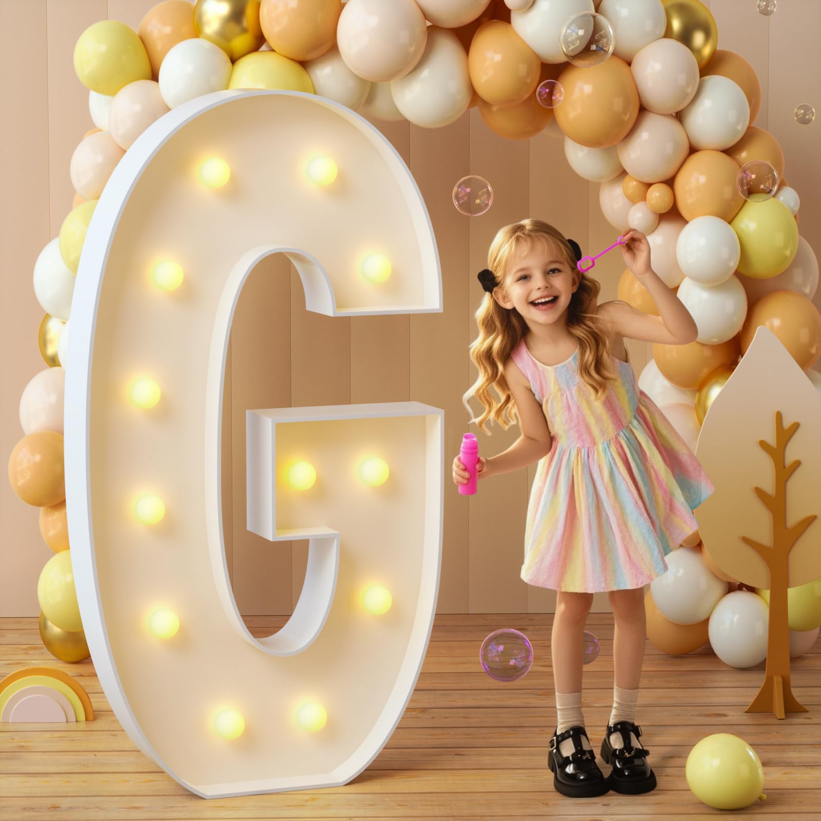 Photo 1 of imprsv Marquee Light Up Letters, 4FT Mosaic Letters with Light for Baby Shower Graduation Party Decor, Large G for Engagement Wedding Party Decorations (Need to Assemble)