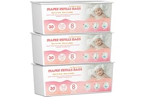 LISYEE Diaper Pail Easy Roll Refill Bags with 30 Bags Compatible with Genie Easy Roll Signature and Platinum Diaper Pails, 7-Layer Odor-Barrier Technology, Lasts Up to 8 Months, 90 Bags (3 Pack)