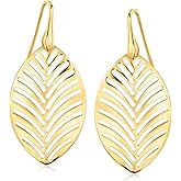 Ross-Simons Italian 18kt Gold Over Sterling Openwork Leaf Drop Earrings