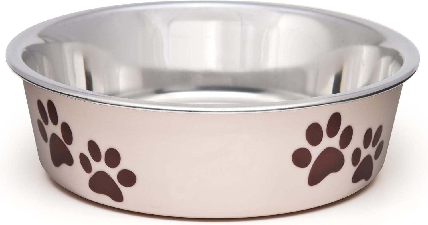 Loving Pets Stainless Steel Bella Dog Bowl Non-Slip Dishwasher Safe & Bacteria Resistant Metallic Pet Dish, Paparazzi Pink