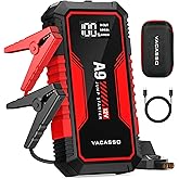 Jump Starter 4000A, VACASSO A9 Battery Jumper Starter Portable (7L Gas/4L Diesel), 12V Car Battery Booster Jump Starters Pack, Jumpstart with USB Ports, Jumper Cables, LED Light, Storage Case