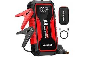 Jump Starter 4000A, VACASSO A9 Battery Jumper Starter Portable (7L Gas/4L Diesel), 12V Car Battery Booster Jump Starters Pack, Jumpstart with USB Ports, Jumper Cables, LED Light, Storage Case