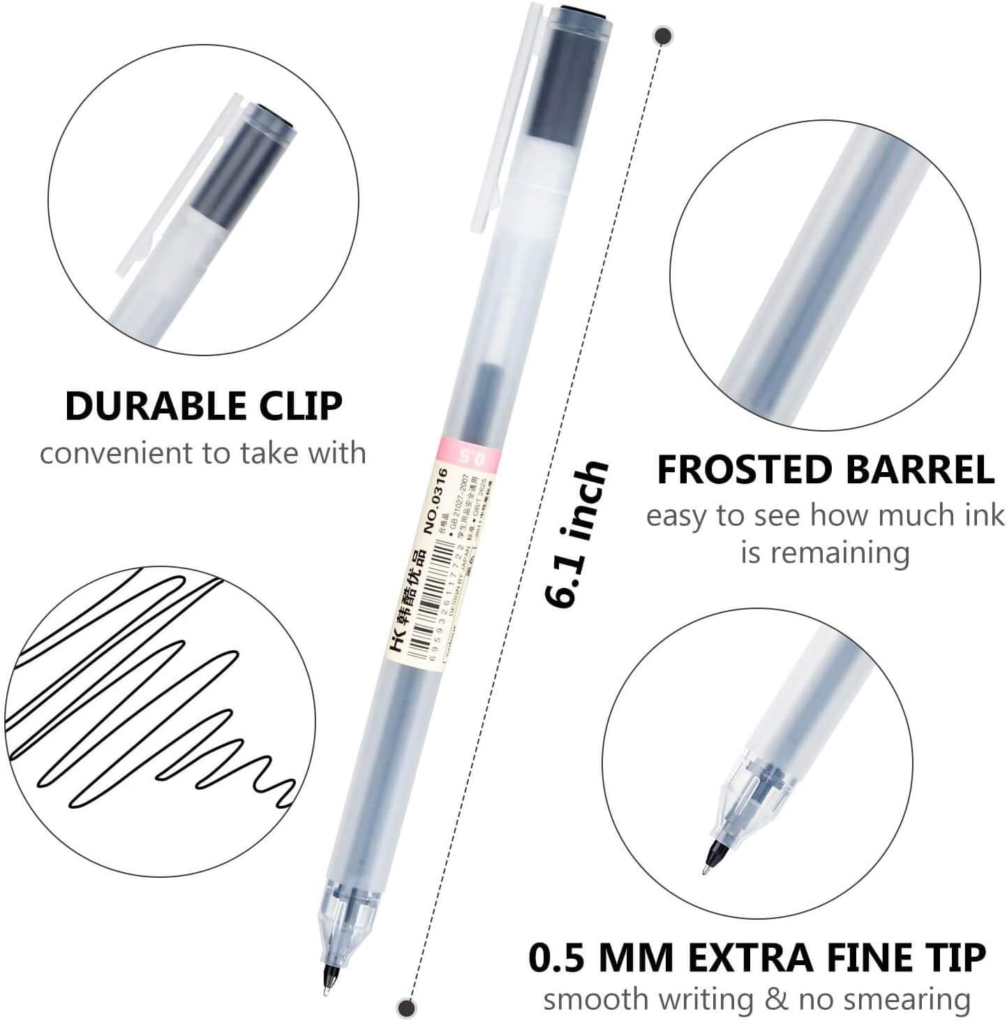ABEIER Premium 12 Gel Ink Pens, Fine Point Pens Ballpoint Pen 0.5mm for Japanese Office Stationery Supply,Pack for XSG - Image 3