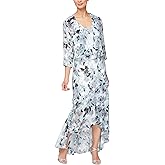 Alex Evenings Womens Sleeveless Printed Chiffon Midi Spring/Summer Mother of The Bride Dress with Jacket & High-Low Hemline