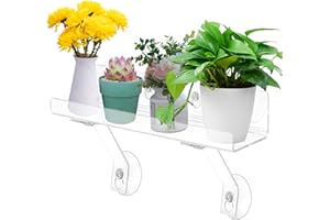 Skewo 15 Inch Acrylic Window Sill Extender Shelf - Suction Cup Plant Shelf with Support Brackets for Balcony Flower Pots, Indoor Herb Gardens, Hanging Succulents & Succulent Planters