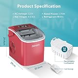 EUHOMY Countertop Ice Maker 9 Cubes in 6 Mins 2 Size Ice Red 12kg/24h view 9