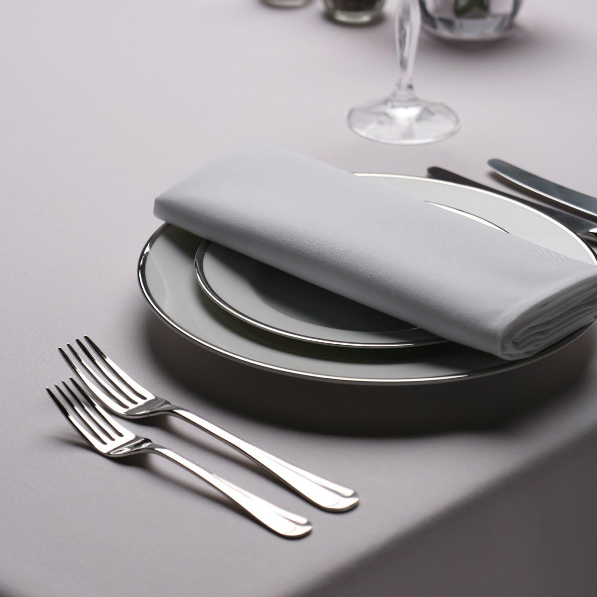 Signature Circular Tablecloth No Join Medrite Grey 230 dia cm