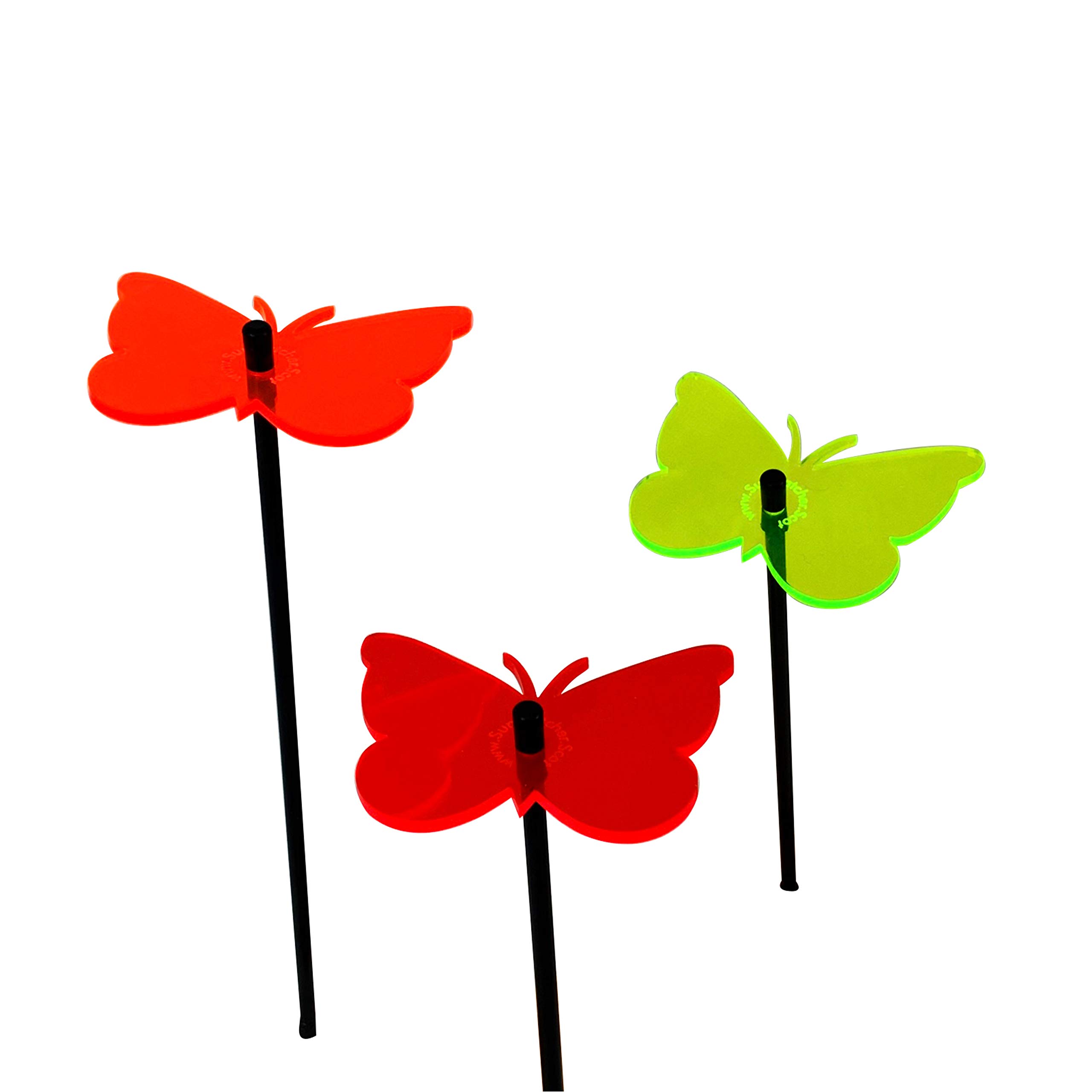 Glowing Gatekeeper Butterfly, Set of 3 SunCatcher Garden Decor Garden Stakes 50cm, 19.7 inch high Outdoor Yard Accessory, Fun Gardeners Gift, Colour:red/orange/green (3) RG
