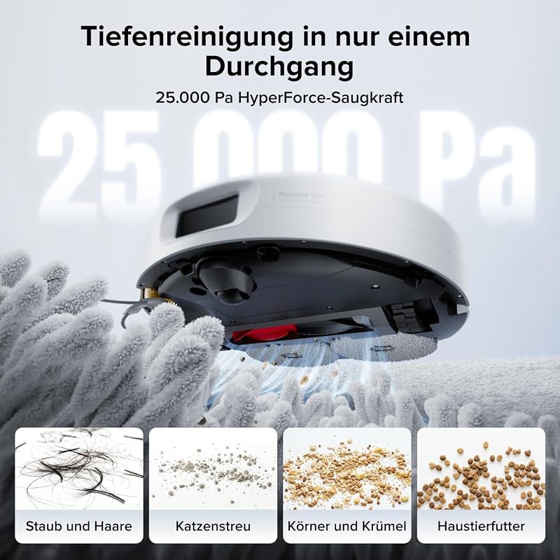Qrevo 2 Pro Set Saugroboter mit Wischfunktion, 25.000 Pa Saugkraft