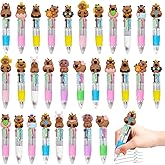 CZWZ 30Pcs Mini Multicolor Pens in One 4-in-1 Cute Pens Bulk, Ballpoint Pen for Birthdays and Parties, Fun Gifts Assorted Ink Kawaii Pen(Capybara)