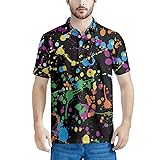 HUGS IDEA Colorful Graffiti Mens Golf Shirts Short