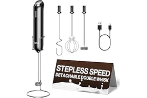 TYPHUR InstaWhisk Milk Frother with Variable Speed, Rechargeable Coffee Frother Wand with Detachable Double Whisk, Drink Mixer Handheld Electric Stirrer for Latte, Cappuccino, Matcha, Almond Milk, Protein