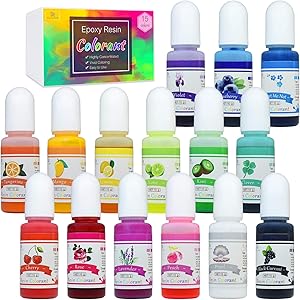Epoxy Resin Pigment - 15 Color Liquid Epoxy Resin Dye - Highly Concentrated Epoxy Resin Colorant for Resin Color Art, DIY Jewelry Making Supplies - AB Resin Coloring for Paint, Crafts - 10ml Each