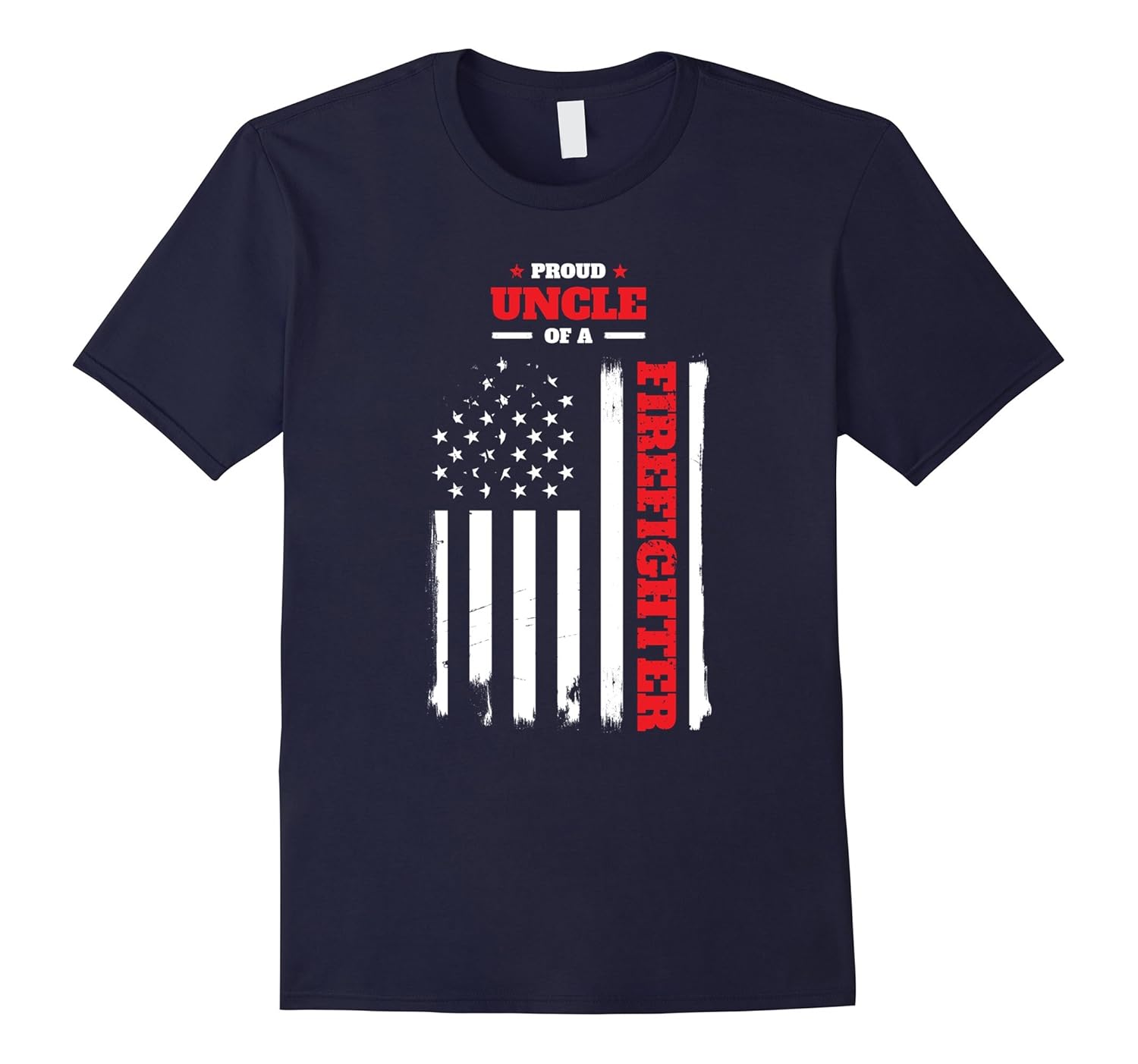 Mens Firefighter Family Proud Uncle Distressed Flag T Shirt-ANZ