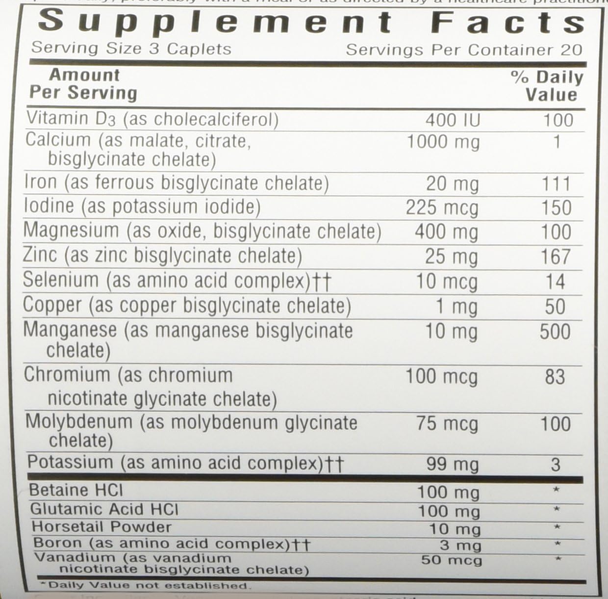 BlueBonnet Albion High Potency Chelated Multiminerals Caplets with Iron, 60 Count: Health & Personal Care