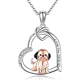 AXOMY Dog Necklace 925 Sterling Silver Heart French Bulldog/Boston Terrier/Corgi/Dachshund/Yorkie Pendant Necklaces Dog Jewelry Gifts for Women