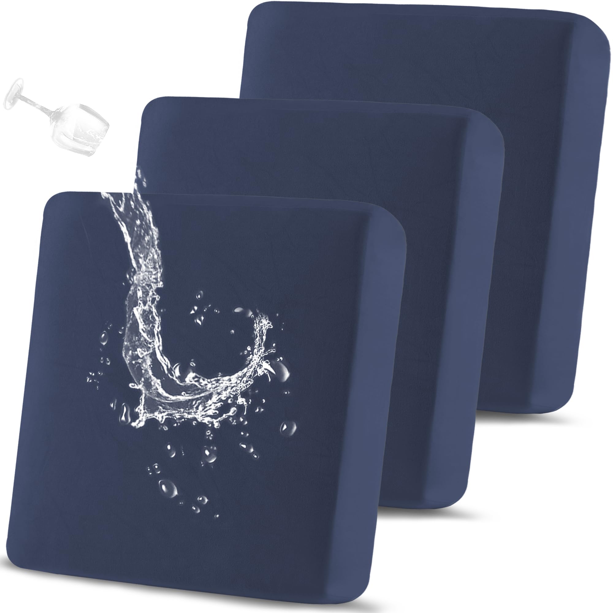 Photo 1 of TOPYUMH 100% Waterproof Couch Cushion Covers Sofa Seat Covers, Stretch Individual Cushion Covers for Sectional L Shaped Sofa, Reversible Couch Furniture Protector Covers for Pets(3 Pieces, Navy)