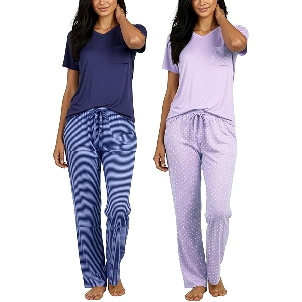 Women’s 2-Piece Pajama Set – Soft Long Sleeve Top & Jogger Pants With Pockets, Fun Prints