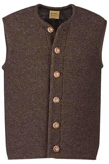 St. Peter Trachten Herren Trachten Strickweste Dunkelbraun 'Matthias', Dunkelbraun,