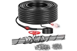 SZFY 3FT~160FT Heat Tape for Water Pipes, -40°F Deicing Heat Tape,Thermostat Wire,Heating Cable Pipe Heating Cable,Heat Tape with Thermostat,Gutter Heat Cable,Heated Water Hose,120V 8W/ft (80FT)