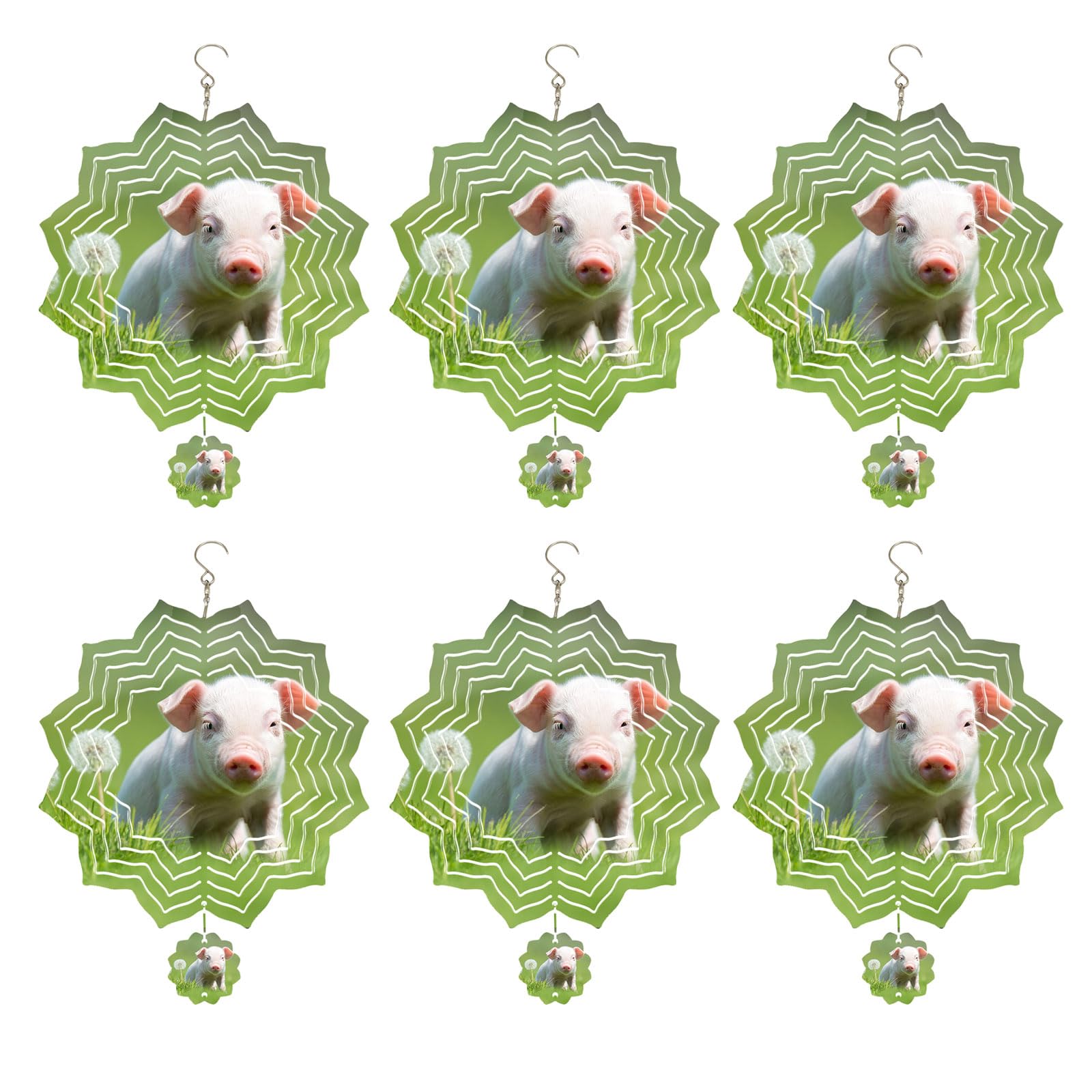 Sublimation Wind Chime, Spinner DIY Blank Rotating, Hanging Garden Ornaments for Outdoors Indoors Balcony Tree Patio Backyard Home Decor (6Pcs)