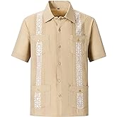 Men's Guayabera Shirts Short Sleeve Casual Snap Shirts