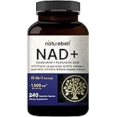 NatureBell NAD+ Complex 1,500mg Per Serving, 240 Veggie Capsules | NMN Supplement Alternative | NAD Plus Resveratrol, Hyaluronic Acid, Quercetin, Fisetin, Collagen, & More – Non-GMO