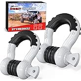Nilight 2 Pack 3/4" D-Ring Shackle with 7/8" Screw Pin 41,887lbs Break Strength, Heavy Duty Off Road Recovery with Isolators Washers for Use with Tow Strap, Winch, Off-Road Jeep Truck Vehicle
