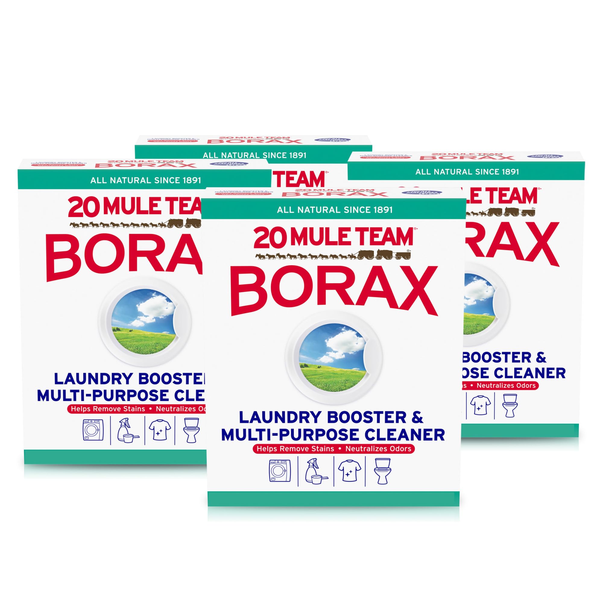 Photo 1 of 20 Mule Team All Natural Borax Detergent Booster & Multi-Purpose Household Cleaner, 65 Ounce, 4 Count