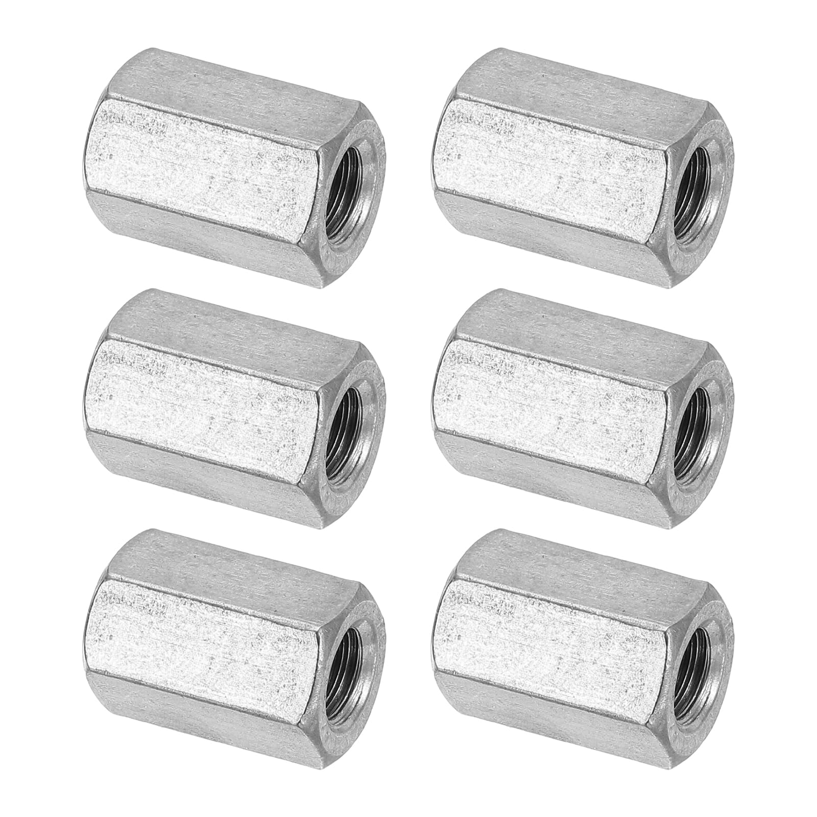 PATIKIL M8 x 1.25-Pitch 304 Stainless Steel Hex Coupling Nuts, 6Pcs 20mm/ 0.8" Length Coarse Fully Threaded Rod Coupling Nut Studding Connector Fasteners, Silver Tone — image 1