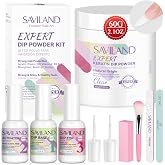 SAVILAND Clear Dip Powder Nail Kit Starter with Liquid Set 60g/2.1oz | Clear Dip Powder for Nails with Dip Base Activator Top Coat, Dip Nail Kit Repair for French Acrylic Nail Art, Home Women