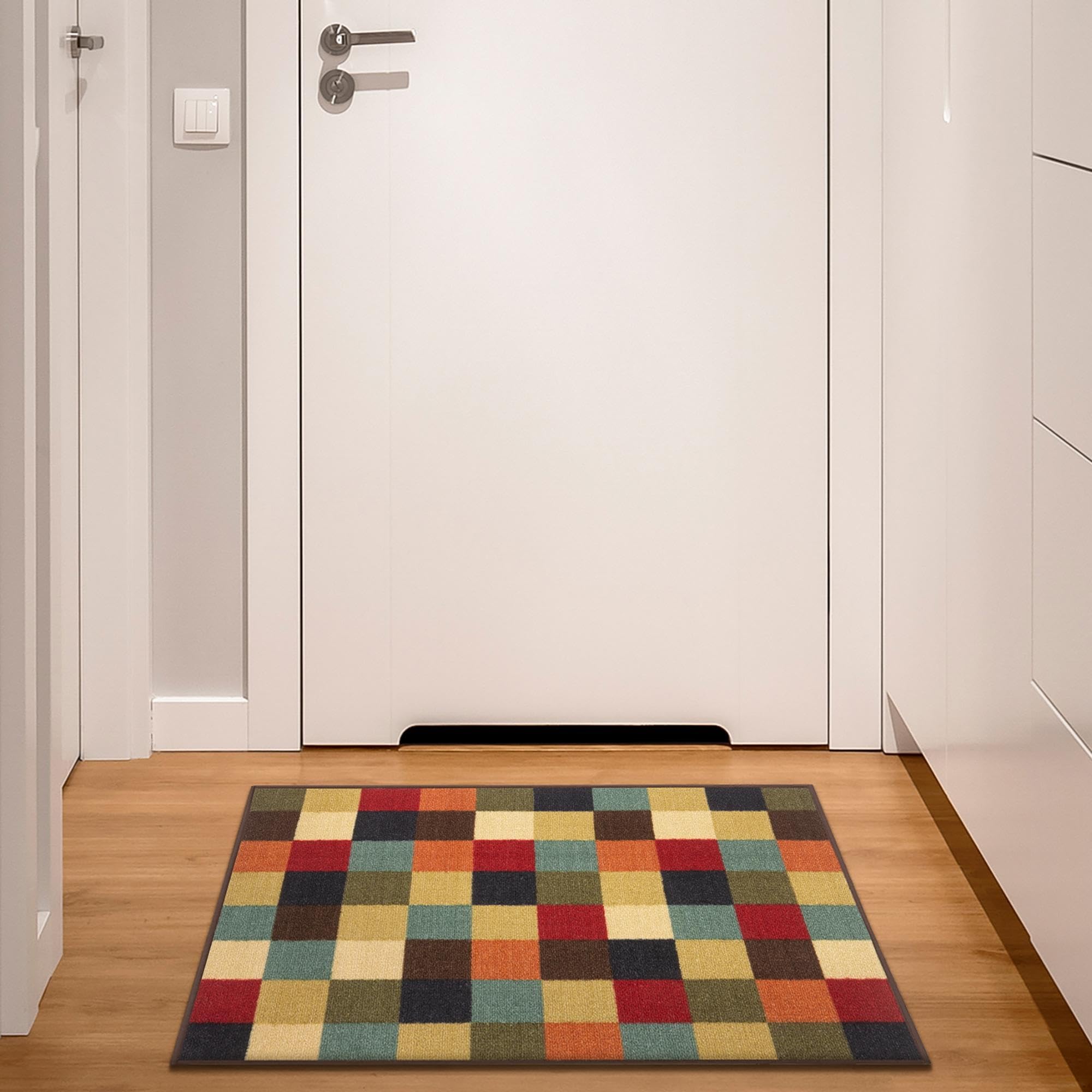 Ottomanson Ottohome Collection Checkered Design Area Rug/Mat, 67 cm x 90 cm, Multicolor