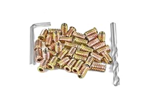 Wocoe 80 Pieces 1/4"-20 x 20mm Threaded Inserts for Wood Insert Nut Hex Socket Drive Connector Furniture Wood Inserts Bolts Hardware Nuts Woodworking Tools Furniture Series