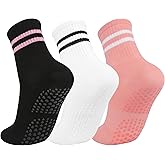 STRSFYS Yoga Socks - 3 Pack Non Slip Pilates Socks with Silicone Grippers, Hospital Socks, Anti-slip for Reformer & Hot Yoga