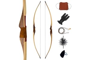 Deerseeker Outdoor Archery 64" Traditional Bow Set Hunting Longbow Reflex Deflex One-Piece Long Bow Laminated Bamboo Core Lim