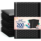 GSSUSA Black Bubble Mailers 4X8" 200 Pack, Usable Size 4X7" Padded Envelopes Small Shipping Mailer Strong Adhesion Bubble Envelope,Self-Seal Mailing Envelopes for Small Items, Business