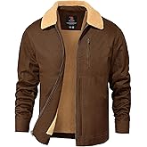 Rdruko Men's Winter Sherpa Jacket Thick Fleece Lined Cotton Full Zip Warm Coat Trucker Work