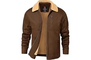 Rdruko Men's Winter Sherpa Jacket Thick Fleece Lined Cotton Full Zip Warm Coat Trucker Work