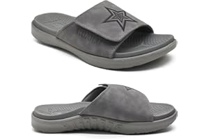 KuaiLu Mens Slides Soft Cushion Sport Sandals with Plantar Fasciitis Arch Support Adjustable Open Toe Summer Slippers Slip on Indoor Outdoor Size 7-15