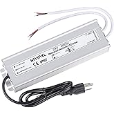 LED Driver 200 Watts 24V DC Low Voltage Transformer, Waterproof IP67 LED Power Supply, Adapter with 3-Prong Plug 3.3 Feet Cable for Any 24V DC led Lights, Computer Project, Outdoor Light