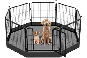 THINMUHAND Dog Playpen Bottom Pad Fits for 24 Inch 8 Panels Metal Exercise Pet Playpen, Dog Crate Pad Puppy Playpen Pad, Elastic Buckles Connections.(Note: Playpen Not Included) -PureBlack