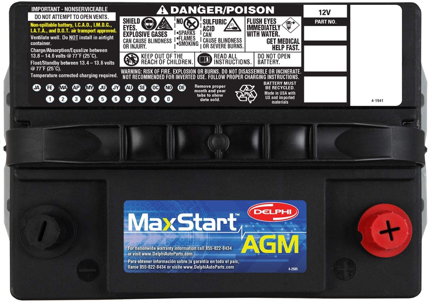 Delphi BU9035 MaxStart AGM Premium Automotive Battery, Group Size 35: Automotive