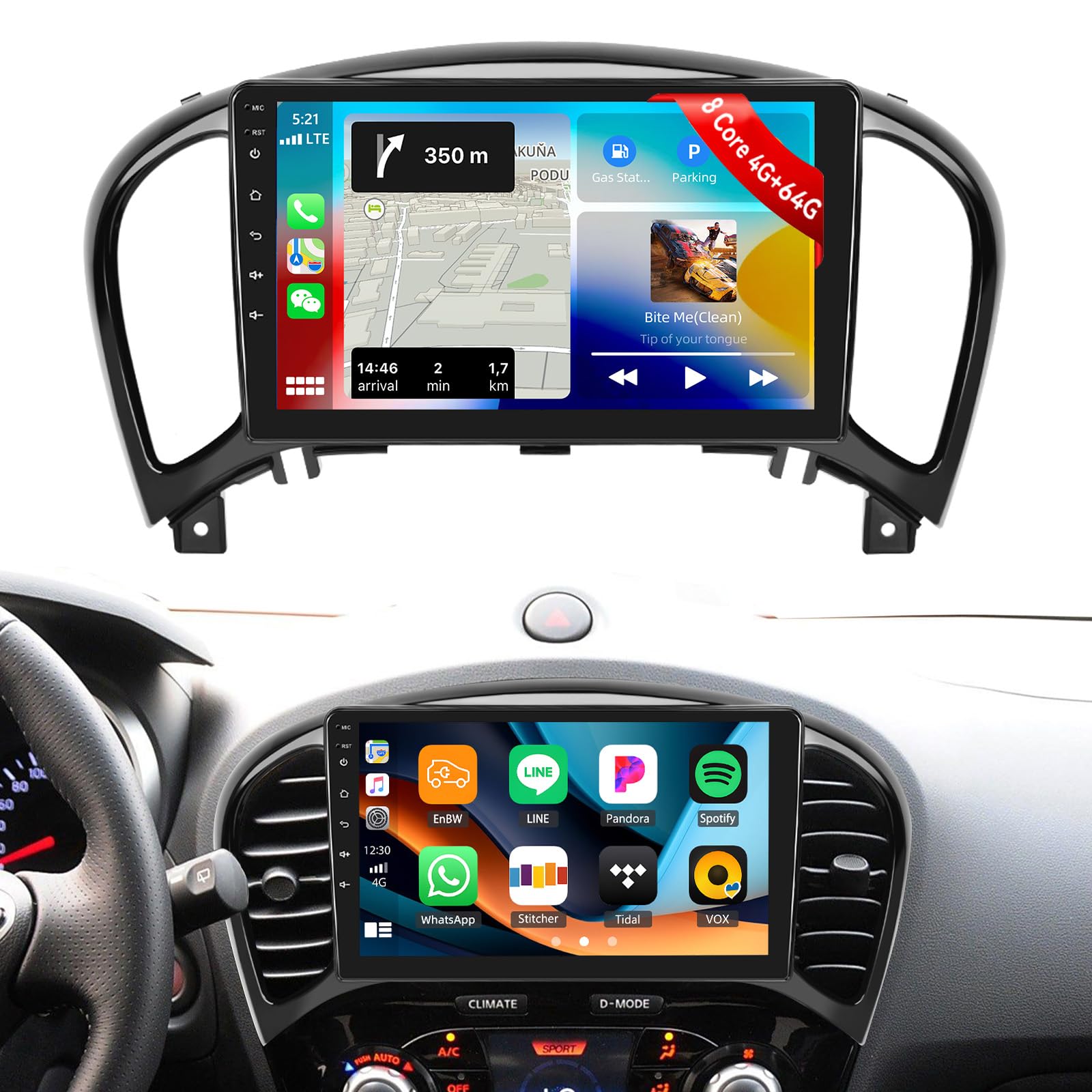 Photo 1 of [8 Core 4G+64G] Car Radio for Nissan Juke 2011-2016 with Wireless Carplay Android Auto,9'' Touchscreen Android 13 Nissan Juke Car Stereo with WiFi,GPS,Bluetooth,FM/RDS,SWC+Backup Camera