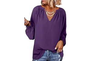 Dokotoo Womens Blouses Fashion Long Sleeve Shirts V Neck Business Casual Tops Spring Summer Outfits 2025