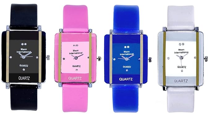 Maan International Glory Stylish Dial Multicolour Analogue Combo-4 Designer Latest Watches for Woman and Girls