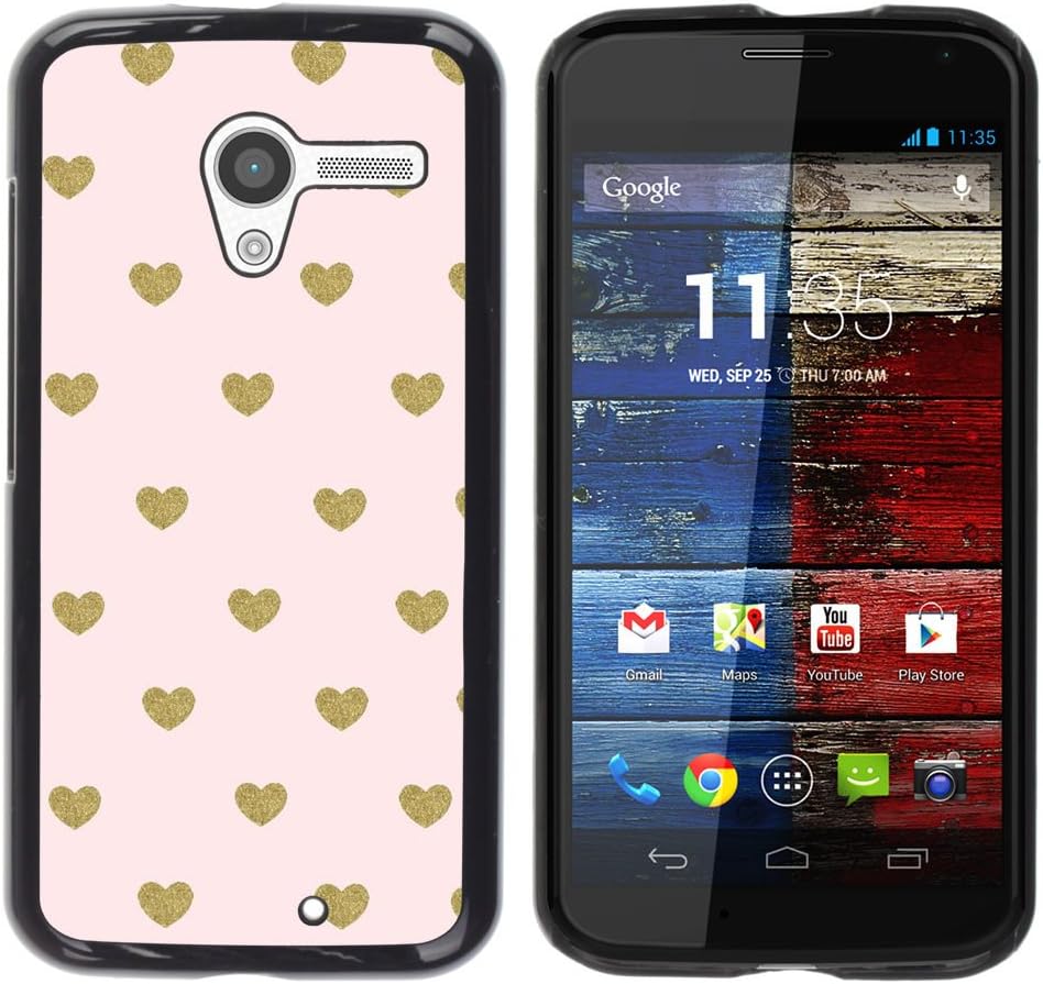 GagaDesign / Hard Skin Case Cover Pouch - Wallpaper Gold Heart Polka Dot - Motorola Moto X 1 1st GEN I XT1058 XT1053 XT1052 XT1056 XT1060 XT1055