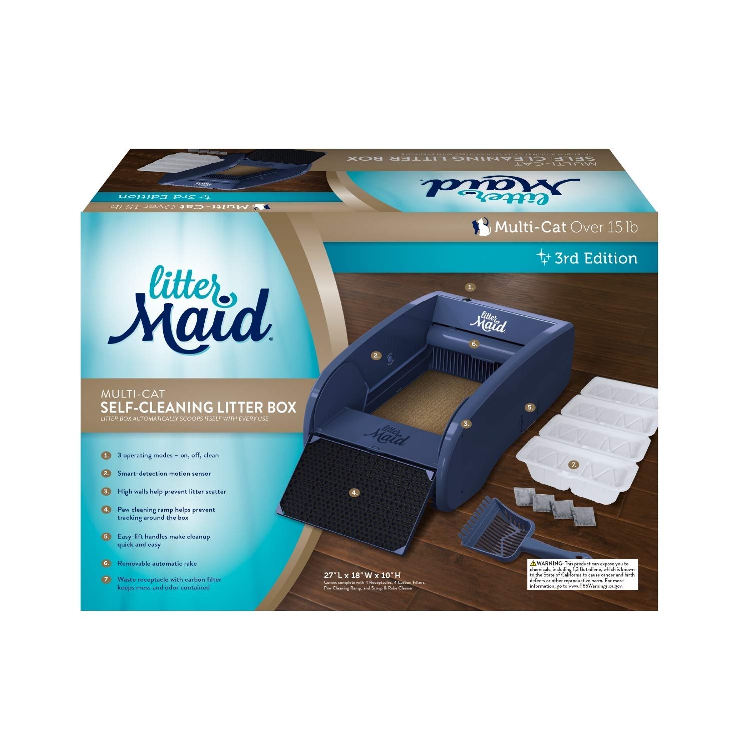 LitterMaid Automatic MultiCat Litter Box SelfCleaning Scoop with Ramp
