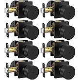 Haidms Black Door Knobs Interior, Privacy Door Knob with Lock for Bedroom Bathroom, Matte Black Interior Door Knobs 8 Pack