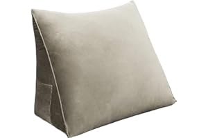 homecozy Wedge Headboard Pillow Dorm Room Reading Pillow Back Support for Sitting Up in Bed Bolster Lumbar Cushion Body Positioning Bedrest (Light Tan, 24x8x20 in)